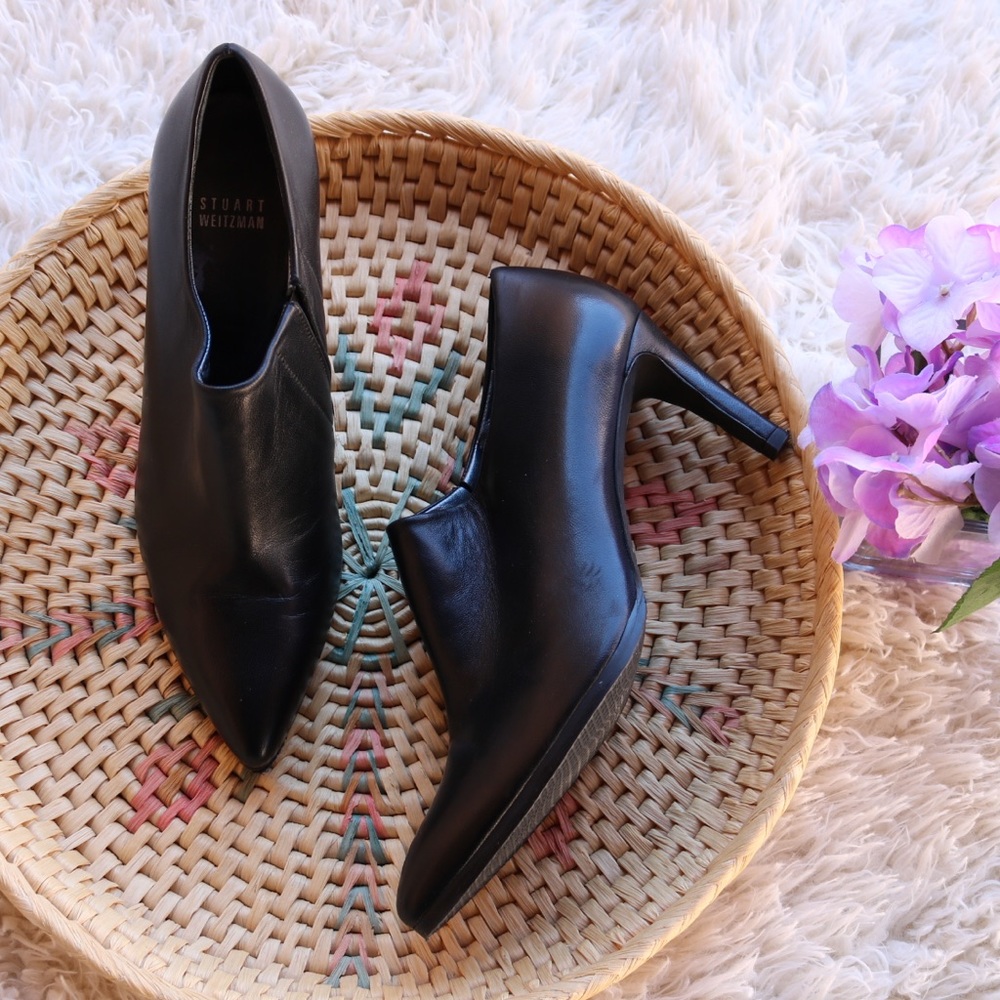 Stuart Weitzman Black Leather Ankle Boots